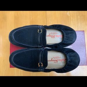 Salavadore Ferragamo Black Suede Loafers